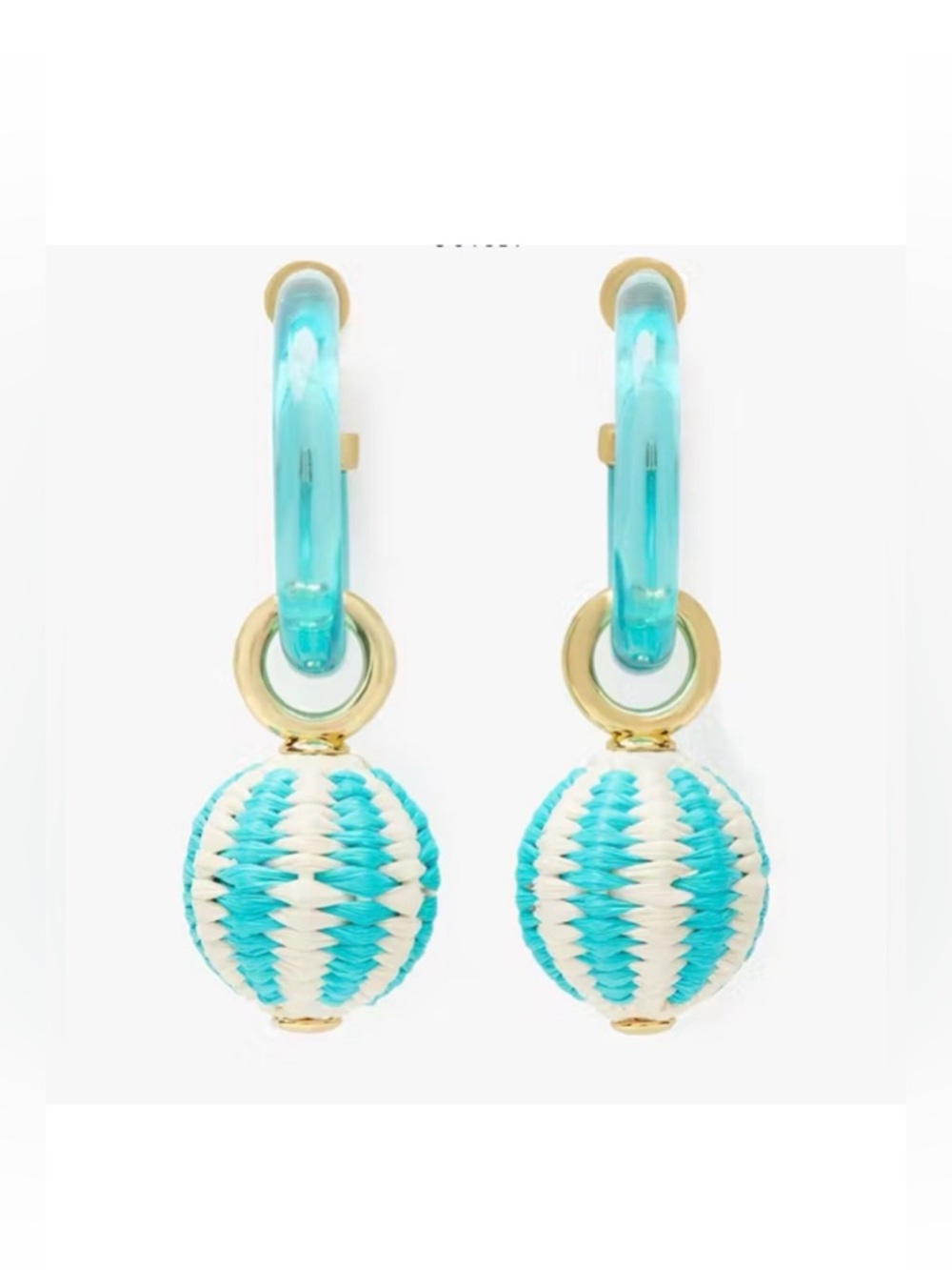 KATE SPADE FEELING BUBBLY RAFFIA CHARM HOOPS - NWT